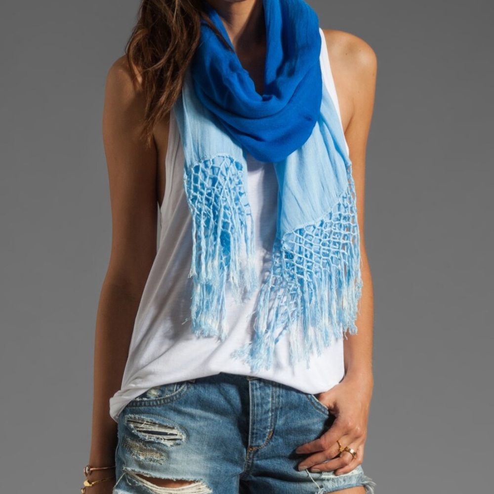 NWT $80 Anthropologie | Gypsy 05 | Ombré Blue Crochet Trim Scarf
